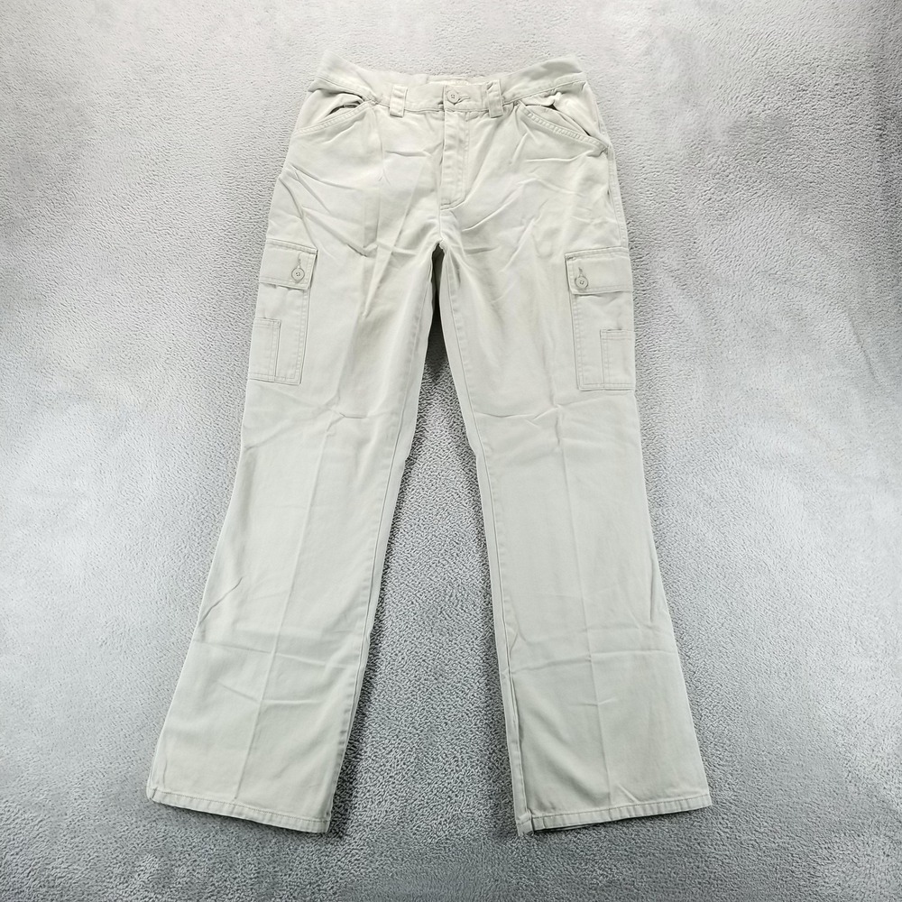 VTG American Eagle Pants Womens 8 Beige Cargo Bootcut Khakis Mid Rise Y2K
